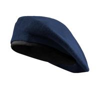 Men Women Wool Vintage Beret Unisex Adults Solid Color Adjustable Drawstring Thermal Beanie with Leather Sweatband Autumn Winter Headwear Classic Army Style Beret Blue