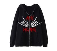 Men Women Y2K Zip Up Hoodie Gothic Skull Graphic Dark Academia Sweatshirt Jacket Skeleton Aesthetic Alt Punk Emo Outerwear, Black, XXXL