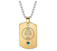 Men Womens Stainless Steel Delicate Dog Tags Zodiac Constellation Pendant Necklace Astrology Horoscope Zodiac Sign