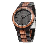 Men Wood Watch Quartz, BYMAX Fashion Handmade Wooden Wrist Watches Mens, Zebra Black
