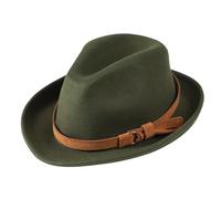 Men Wool Fedora Trilby Hat Panama Hat Elegant Short Brim Jazz Cap Vintage Style Roll-up Gentleman Jazz Hat Classic Leather Band Bowler Hat Homburg Party Gangster Hat Talent Show for Men Women Green