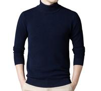 Men Wool Thick Sweater Winter Turtleneck Cashmere Jumper Men's Wool Warm Knitwear Pullovers Navy Blue L