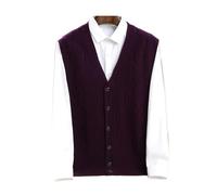 Men Wool Waistcoat Sleeveless Sweater V-Neck Cardigans Twist Flower Cashmere Wool Knitted Vintage Vest Autumn Winter(Dark Blue,M)
