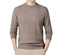 Men Wool Warm Autumn Winter Thick Sweaters Men's Wool Knitwear Long Sleeve Pullover Sweater Khaki XXXL