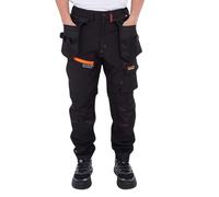 Men Work Trousers 2 in 1 Pants, Black Convertible Work Shorts Waterproof Zip Multi Pocket Removeable Pad Belt Cargo Trouser Fabric Polyester Machine Wash (UK, Numeric, 34, Regular, Regular, Black)