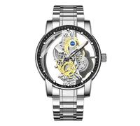Men Wristwatch Luxury Skeleton Quartz Watch Transparent Dial Fashion Business Stainless Steel Strap Waterproof Luminous