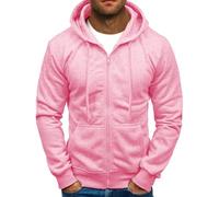 Men Zip Hoodies Cotton Long Sleeve Oversize Hooded Soft Work Clothes Solid Color Casual Sweatshirt Loose Zipper Up Sports Hoodies Autumn Winter with Pockets Comfortable Tunics Cardigans Pink