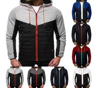 Men Zip Up Jackets Hoodies Sweatshirt Quilted Jacket Waterproof Wind Resistant Thermal Coat Puffer Hooded Jumper with Zip Pockets Outerwear Casual Zipper Windbreaker with Hood Lightweight Coats