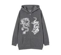 Men Zip Up Oversized Hoodie Gothic Graphic Old Baggy Fleece Jacket 90s Punk Streetwear 6 Memory Foam (GY1, XXXL)