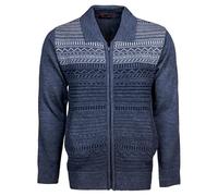 Men Zipper Cardigans Knitted Collar Neck Sweater Regular Fit Long Sleeve Front Pockets Classic Style, XX-Large, Denim