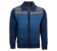 Men Zipper Cardigans Knitted Collar Neck Sweater Regular Fit Long Sleeve Front Pockets Classic Style, XX-Large, Navy