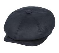 Menâ€™s Black Leather Look 8 Panel Newsboy Flat Cap Ivy Beret Peaked Baker Boy Hat [DP600BLK-BLACK-L]