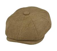 Menâ€™s Cotton Corduroy Newsboy Flat Cap Ivy 8 Panel Heritage Country Peaked Hat [WN1265-TAN-L]