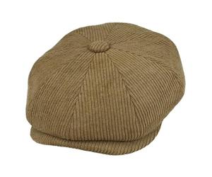 Menâ€™s Cotton Corduroy Newsboy Flat Cap Ivy 8 Panel Heritage Country Peaked Hat [WN1265-TAN-L]