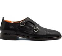 Menâ€™s Handmade Italian Leather Double Buckle Monk Shoes Flexi Leather Sole [IT-7210-NEW-DIVER-NERO-46] Black