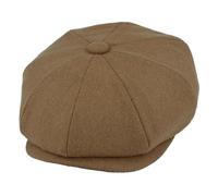 Menâ€™s Tweed Wool Blend Newsboy Flat Cap Heritage 1920s Gatsby 8 Panel Peak Hat [WN1242-TAN-S]
