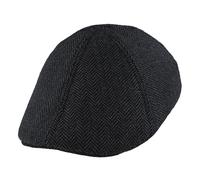 Menâ€™s Wool Blend Classic Herringbone Duckbill Cap Six Panel Retro Tweed Flat Hat [FL125CHR-CHARCOAL-L/XL]