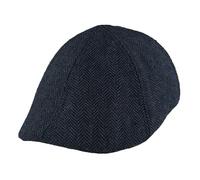 Menâ€™s Wool Blend Classic Herringbone Duckbill Cap Six Panel Retro Tweed Flat Hat [FL125NVY-NAVY-S/M]