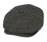 Menâ€™s Wool Blend Tweed Check Newsboy Flat Cap Traditional 8 Panel [WN2160-GREEN-S]