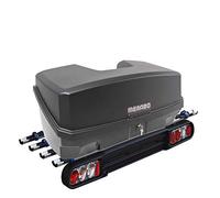 Menabo Race 4 Tow Bar Bicycle Carrier for 4 Bikes with QuickStop Folding Mechanism and Boxxy Luggage Box Black