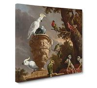 Menagerie by Melchior d'Hondecoeter Canvas Print | Gallery Wrapped 30mm Frame Wall Art | 20x20 inches | Ready to Hang | Classic Picture | Living Room Bedroom Lounge Office
