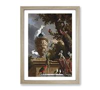 Menagerie By Melchior D'Hondecoeter Classic Painting Framed Print | A4 Oak Framed Wall Art | Ready to Hang | Classic Historical Picture | Living Room Bedroom Lounge Office