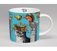 Menagerie Large Turquoise Bone China Mug with Cat - Made in Stoke on Trent, England