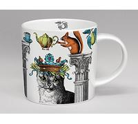 Menagerie Large White Bone China Mug with Cat - Made in Stoke on Trent, England