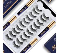 Menaka Magnetic Eyelashes, Natural Look, 10 Pairs 3D Magnetic Eyelashes Set with Applicator, 4 Tubes Magnetic Liner, Updated Strongest Waterproof, Reusable Magnetic False Eyelashes
