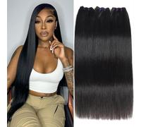 Menalue 16A Straight Bundles Human Hair 16 18 20 Inch 100% Unprocessed Raw Vietnamese Human Hair Bundles Straight Weave 3 Bundles Remy Virgin Hair Bundles Deals Natural Black Color
