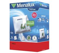 Menalux 3101 Mega Pack of 12 Dustbags, Includes 2 Motor Filters and 2 Micro Filters, Quality Duraflow Vacuum Cleaner Bags, Longer Life and Better Filtration, Compatible with Cylinder Vacuums