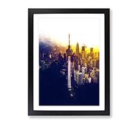 Menara Tower In Kuala Lumpur In Abstract Modern Framed Wall Art Print, Ready to Hang Picture for Living Room Bedroom Home Office Décor, Black A3 (34 x 46 cm)