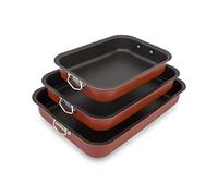 Menax - Non Stick Deep Roasting Oven Baking Tins Trays - Roasting Pan - 3 Piece Set