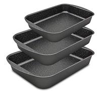 Menax - Set of 3 Non Stick Baking Trays - Deep Oven Tins Trays - Roasting Pan
