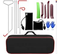Menborn Car Tool Kit 16 Pieces, Professional Essential Automotive Tool Kit with Long Reach Grabber, Air Wedge Pump, Non-Marring Wedge, Gloves, Portable Bag