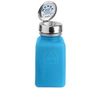 Menda 35285 Pure Touch Stainless Steel Liquid Dispenser Pump, ESD Safe durAstatic Square Bottle, 6 oz, High Density Polyethylene/Stainless Steel, Blue