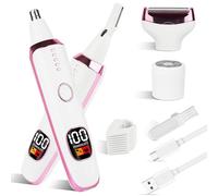 Mendaping 2025 Rechargeable Nose and Ear Hair Trimmer with LED Dispaly for Women Men,4 in 1 Painless Eyebrow & Facial Hair Trimmer with Powerful Motor,Ladies Wet & Dry Electric Razor (White)
