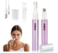 Mendaping Nose and Ear Hair Trimmer for Women Men,2 in 1 Painless Eyebrow Hair Trimmer with USB Rechargeable,Portble Waterproof Facial Hair Removal with Dual-Edge Blades for Smoother Cutting (Purple)