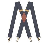 MENDENG Suspenders for Men Heavy Duty Swivel Hooks Retro X-Back Adjustable Brace, A/Grey/Snap Hooks, One Size