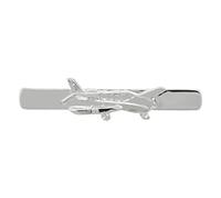 MENDEPOT Novelty Silver Tone Light Airplane Tie Clip In Box Light Sport Aircraft Tie Bar, no