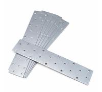 Mending Plates for Wood, 10 Pack, 200 x 40 x 2mm, Heavy Duty Galvanised | Flat Metal Joining Plates, Sleeper Fixings, Timber Fence Repair Connector, Fixing Bracket, 20 Holes, 2mm Steel, Z275