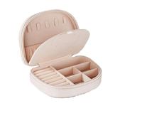 MendoNuk Jewelry Box Travel Size Jewelry Box Portable Seashell-Shaped Jewelry Case 2 Layer Jewelry Organizer in PU Leather for Women(Apricot)