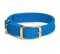 Mendota Pet Double Braid Collar - Brass - Dog Collar - Made in The USA - Blue, 1 in x 21 in Standard