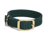 Mendota Pet Double Braid Collar - Brass - Dog Collar - Made in The USA - Hunter Green, 1 in x 18 in Standard
