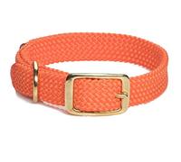 Mendota Pet Double Braid Collar - Brass - Dog Collar - Made in The USA - Orange, 1 in x 21 in Standard