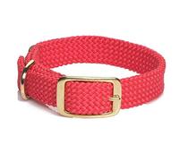 Mendota Pet Double Braid Collar - Brass - Dog Collar - Made in The USA - Red, 1 in x 18 in Standard