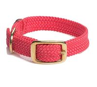 Mendota Pet Double Braid Collar - Brass - Dog Collar - Made in The USA - Red, 9/16 in x 12 in Junior