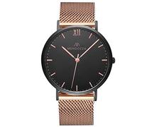 MENDOZZA Ladies Midnight Black Flat Designer Watch Swiss Movement Sapphire Glass 40 mm Black, Black/Rose (Mw-rr0404h-rml), 40 mm
