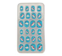 MENDUNER 24pcs Kids False Nails, Vivid Colors and Cute Patterns, No Glue Needed, ABS, Suitable for Children, Girls Fake Nail (01)