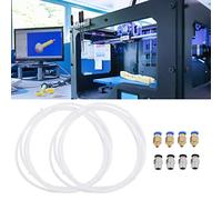 MENDUNER 2X PTFE Tubing 1M with 4X PC4-M6 & 4X PC4-M10 Quick Fittings for 1.75mm 3D Printers, 4mm OD 2mm ID Bowden Tube, Straight Pneumatic Push to Connect Fittings